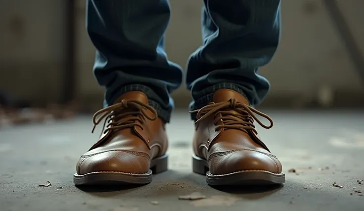 shoes of man standing on its toe, hyper realistic , UHD.