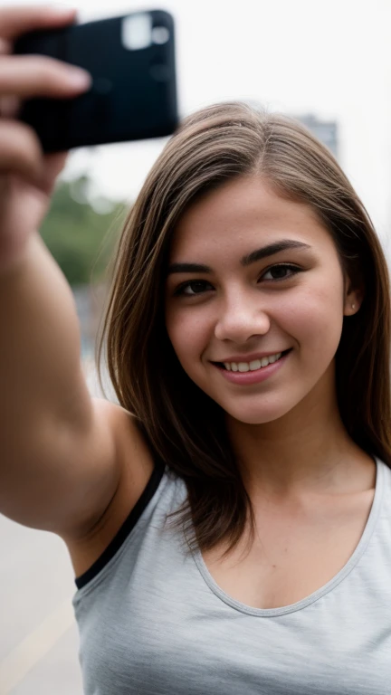  RAW photo sequencing , a photo of a 20 year old teenager, ((selfie of the upper body, happy)),  detailed face , detailed slightly blurred backgrounds, natural lights, HDR,  realistic photo ,  professional photo , flirts with the viewer, visual sexy,  phot...