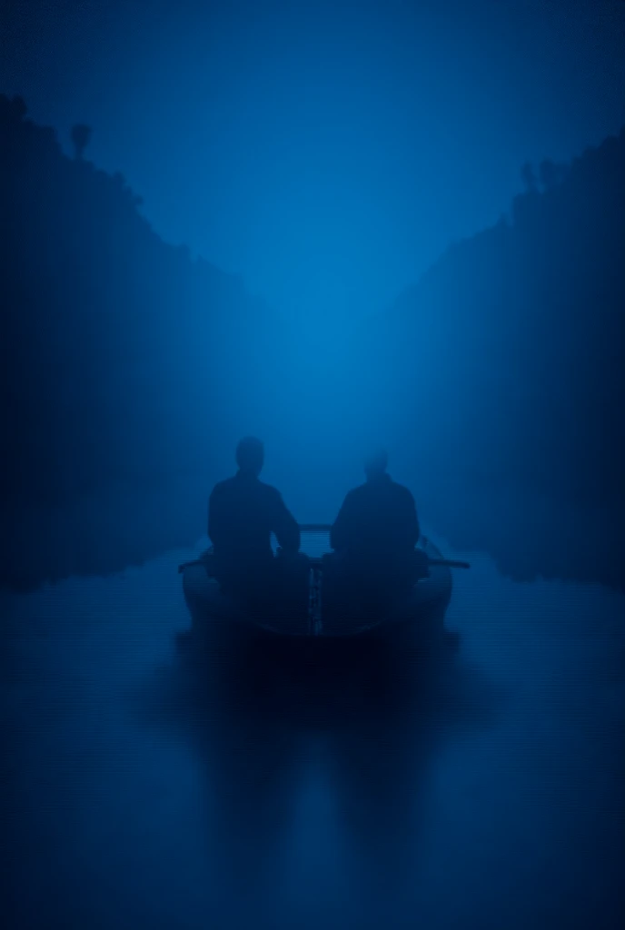 2 man in a wooden boat in night