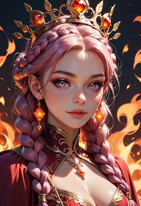 score_9, score_8_up, score_7_up, beautiful, perfect eyes, Fiery Red, Braided Crown hair Dahlia