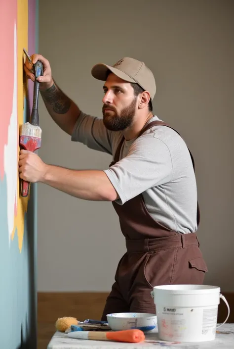 Imagine Lionel Messi working as a painter. He’s dressed in comfortable work clothes, with a cap to protect his head from the paint. In his hand, he holds a large brush covered in color as he applies strokes of paint to a wall in a room. His facial expressi...