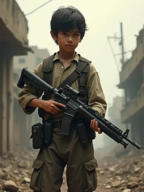 A boy with gun