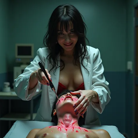 A truly painful scene unfolds: in a frightening psychiatric hospital, a mad, beautiful female brain surgeon performs a craniotomy on a male epileptic patient, drilling holes in his skull, cutting up his exposed pink brain. A half-naked, erotically dressed ...