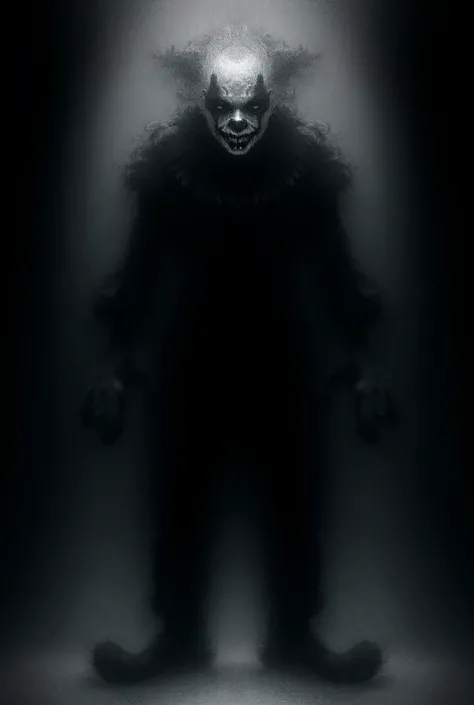 An evil black and white clown