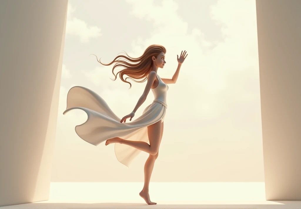 make an animation of 1 cool human beautiful woman with full body and 3D waving goodbye legs
