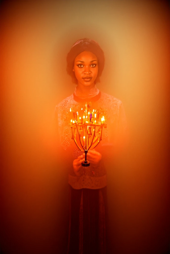 A young woman in Jewish attire celebrating Hanukkah 🕎