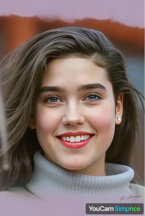 (masterpiece, best quality:1.3), 1girl, Alone, front view,
she wear white shirt.,
young Jennifer Connelly at age 15,
((the immaculate whiteness of her skin is accentuated.)),
with cute face yet with precocious female body,
no make up, flawless pale skin, ...