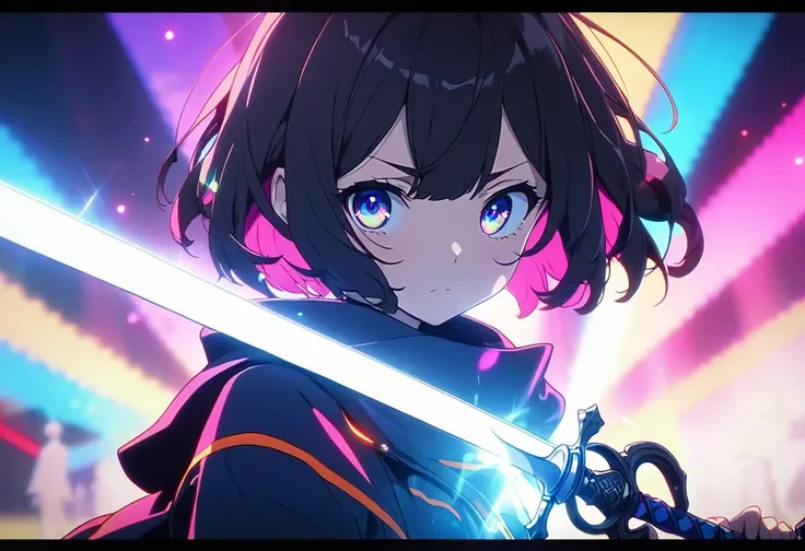 Anime characters with swords , Nightcore,  animated film screenshot ,  Anime Keyframe ,  Dreaming Psychedelic Anime ,  anime opening , Ilya Kuvshinov,  2019 anime screenshot,  in the style of Cytus and Deemo ,  2012 anime screenshot,  Animated Visuals ,1gi...