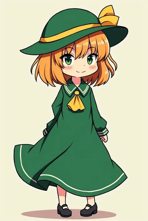 a cartoon image of a woman in a green dress and hat, a character portrait inspired by Ju Lian, pixiv contest winner, shin hanga, touhou character, kunoichi, chrono trigger guilty gear style, lady palutena, bian lian, rogue anime girl, from touhou, female p...