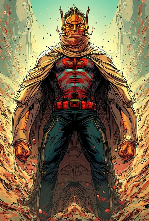 Give me a male hero from America in comic book style