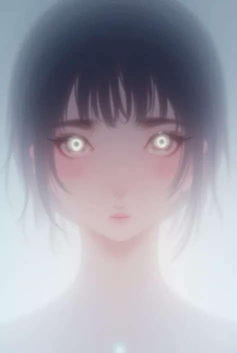 give me an anime girl character with white eyes like a god