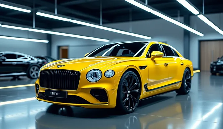 2025 Bentley Flying Spur Hybrid  expicvie yellow showroom and ligts