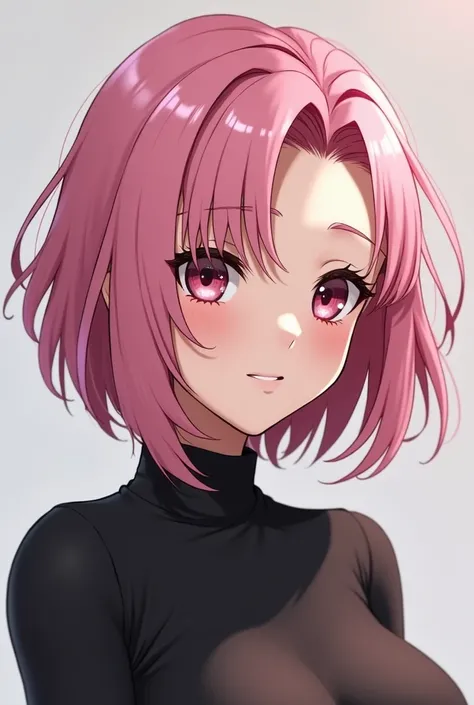 a close up of a woman with pink hair and a black top, haruno sakura, sakura haruno, tifa lockhart with white hair, pink wispy hair, portrait knights of zodiac girl, cute girl with short pink hair, flowing pink hair, with pink hair, realistic anime 3 d styl...