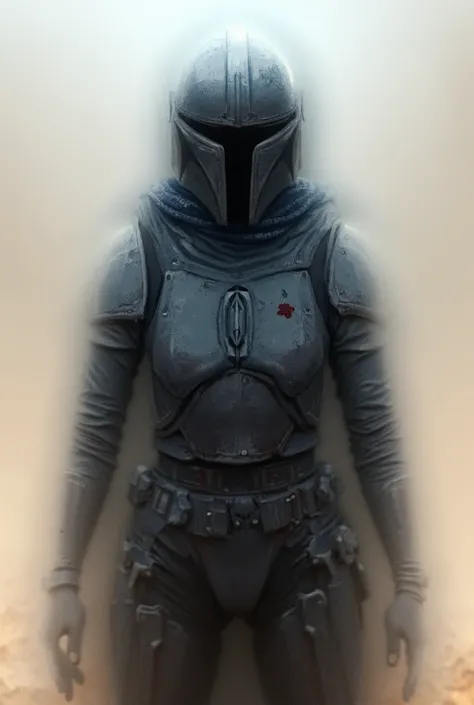 Female mandalorian wearing her armor 
