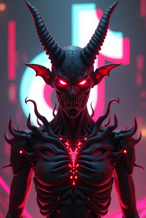 A devil with a TikTok logo background 