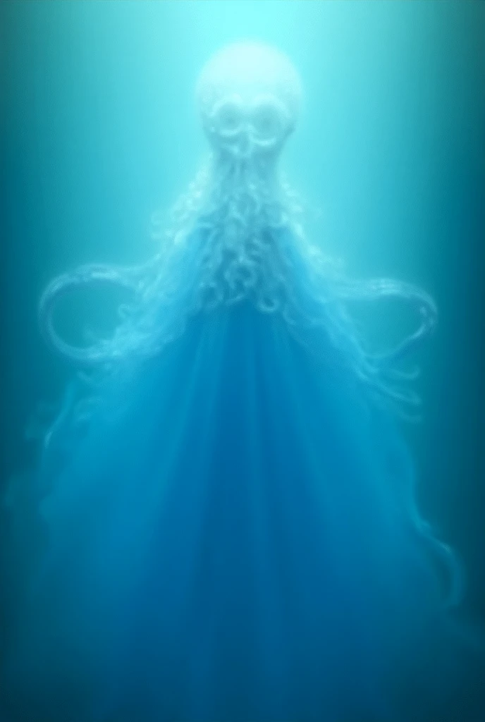 White octopus in blue dress