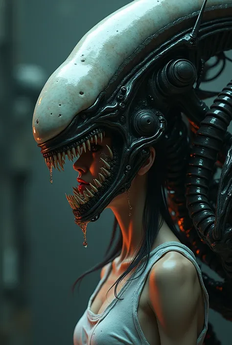 anime girl transform into a female xenomorph