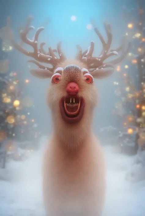 A funny reindeer who is quite surprised