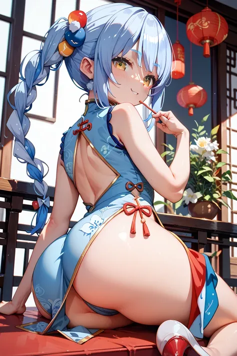 usada pekora(1st costume), hololive, small chest, big ass, China dress,