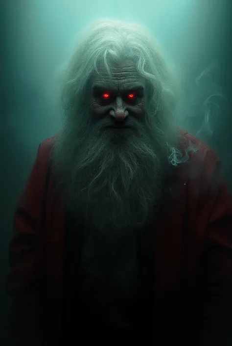 Santa with red eyes smokes grass