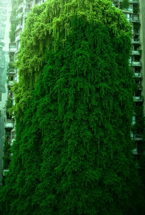 It has too many plants ,  just place plants on the balconies of the building 