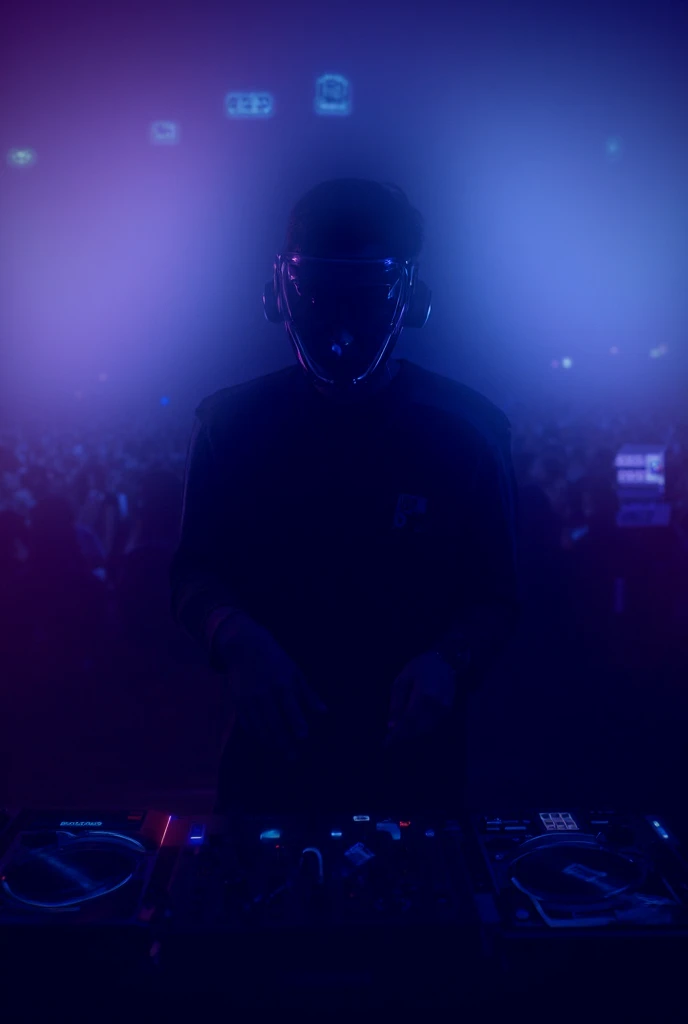 A young man playing Deejay wearing mask 