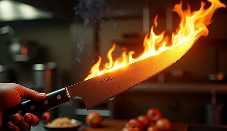 flaming kitchen knife 