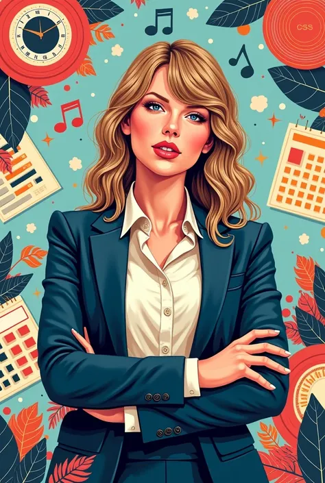 Could you generate a cover for my notebook of the subject? "accountancy" and you could add things about Taylor Swift songs ?