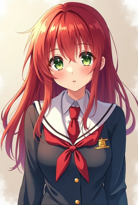 anime girl in school uniform with red hair and green eyes, anime thai girl, cover manga, manga cover style, shoujo romance, manga cover, shoujo manga, light novel cover art, full color manga cover, manga front cover, a hyperrealistic schoolgirl, japanese s...