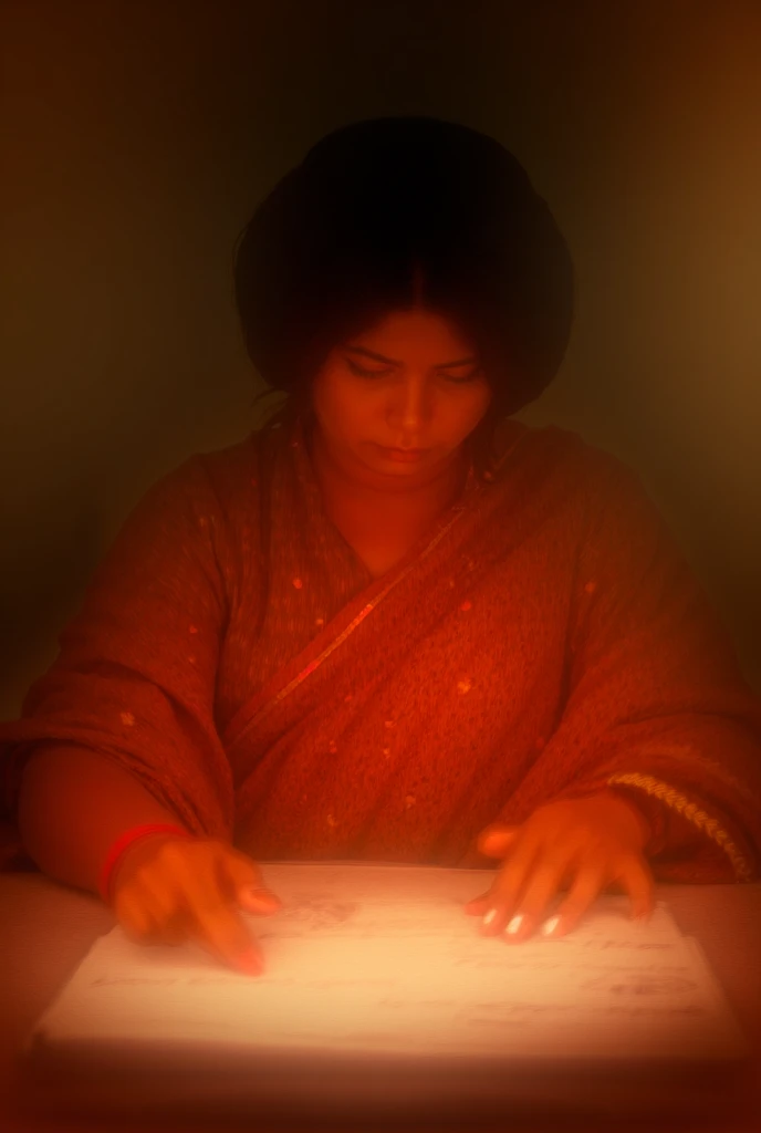 Indian women writing letter to her husband