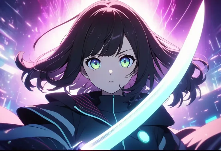 anime character with a sword, 1girl, solo, ilya kuvshinov, nightcore, screenshot from a 2012s anime, screenshot from a 2019s anime, screenshot from the anime film, anime keyframe, dreamy psychedelic anime, anime opening, in style of cytus and deemo, anime ...