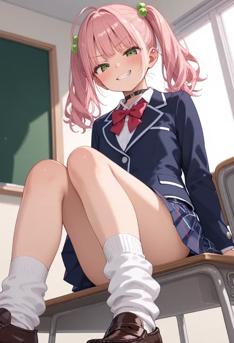 score 9, score 8 up, score 7 up, source anime,rating explicit,break, 1girl,mesugaki,looking at penis, twintails,pink hair,middle hair, green eyes, piercings,high quality, detailed shiny skin, detailed beautiful hair, detailed beautiful eyes, (high resolusi...