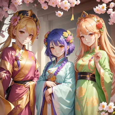 Picture of 3 anime characters standing together, Anime Cover,  Official Art work,  Official Animated Picture , Flower Prince Crowned , My love comedy animation ,  Official Art , 2 0 2 0 s promotional art, Official illustrations, official fan work, Differen...