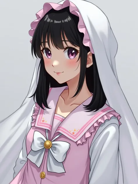 close-up of a person dressed in pink and white, shikamimi, Teshirogi Shiori , sakimimichan,  Kakinouchi Narumi  , Chiho, Minatogawa Marin Fanart ,   dark haired Ishida Mizu-san  ,  cute virtual YouTuber , sakimichan,   anime girl  , Seifuku