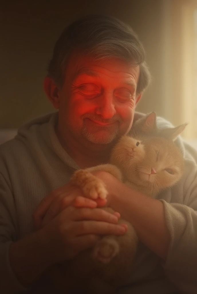 Human male holding a cat 