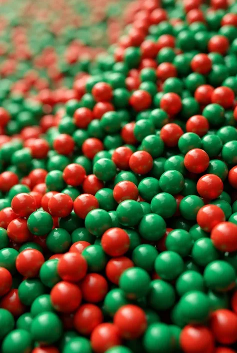 a huge number of green red balls,