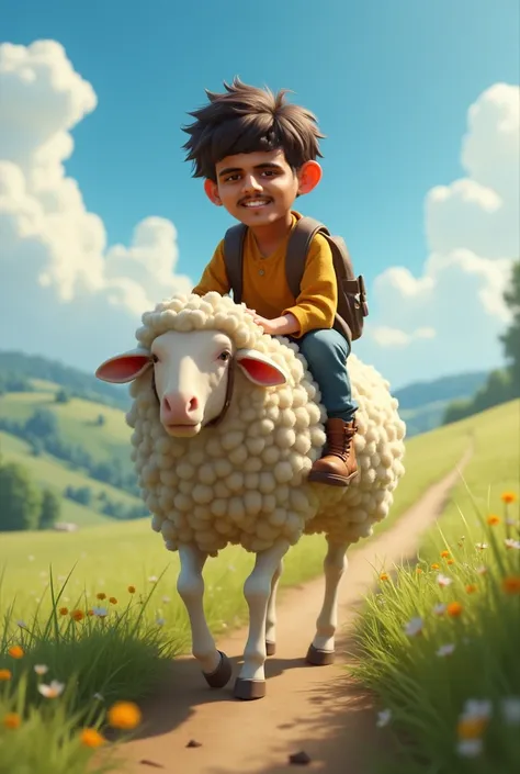 Riding on small sheep 