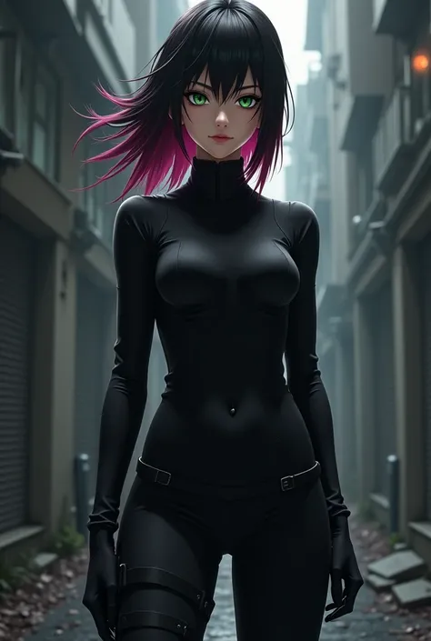 Sakura Haruno with black hair and black clothes