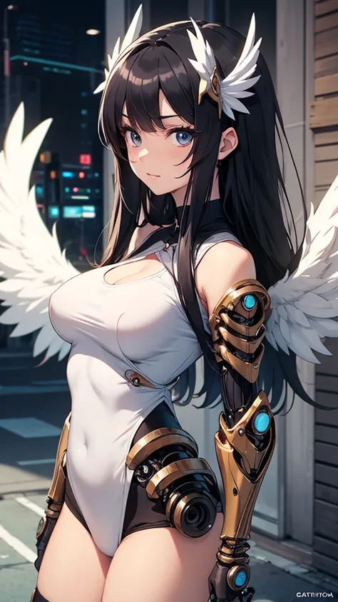 garota de anime with black hair and angel wings in a black top, seductive garota de anime, estilo de arte anime moe, attractive garota de anime, grosso, Oppai, anime waifu, gapmoe yandere, garota de anime, fanart de marin kitagawa, personagem feminina de a...