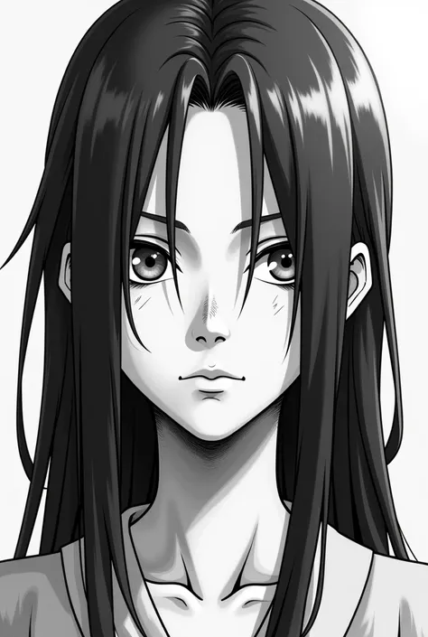 drawing of a person with long hair and a face with a big nose, an anime drawing inspired by Taiyō Matsumoto, trending on deviantart, shin hanga, madara uchiha, sasuke uchiha, from naruto, pain from naruto, itatchi uchiha, kakashi, anime shading, anime styl...