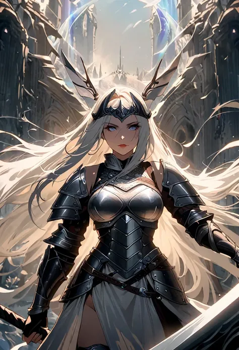 A female Viking warrior wears heavy Viking armor and wields a formidable weapon, a strong-willed warrior.

, (exquisitely ethereal art:1.2)