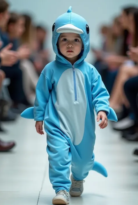 Baby boy dolphin dress walking in public fashion show