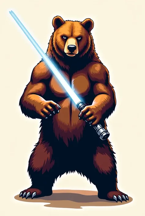 A bear as a graphic with a lightsaber . without background,  because I want to use that for a T-shirt print