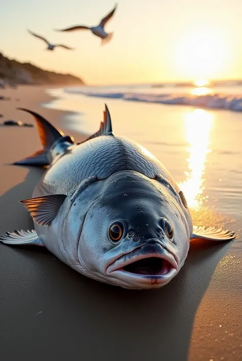 Sea bass fish caught on the beach