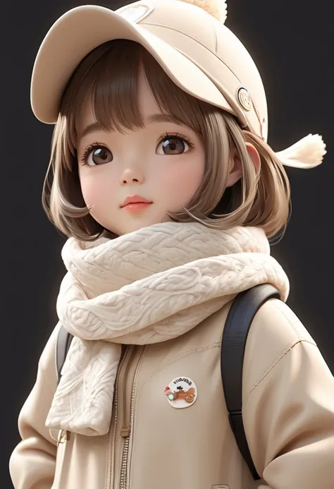 Q Version Cute Beige Fleece Hat Beige White Scarf Beige Long Windbreaker Closeup Cute 3D Cartoon Style Accurate Anatomy Fine Texture Cartoon Characters Clear Detailed Animation High Quality Cartoon Characters High Quality Realistic

           