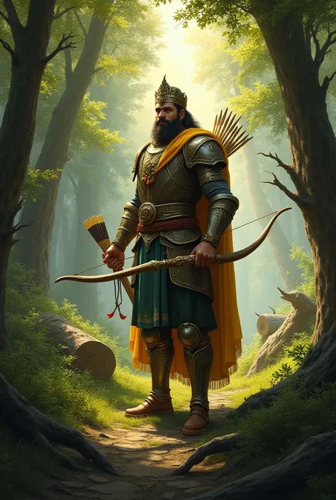 King Dushyant hunting in the forest.
