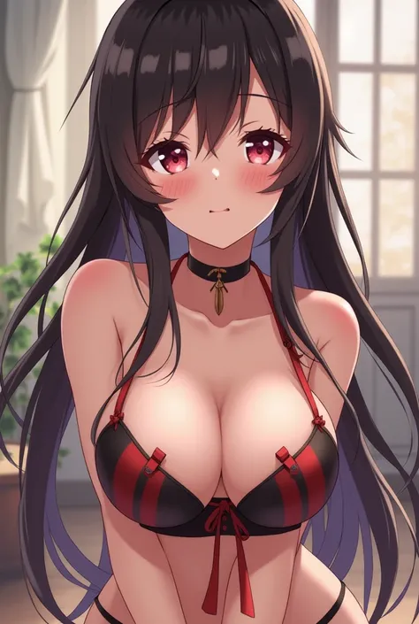 Sexy anime girl in croped with big boobs and marked ass 