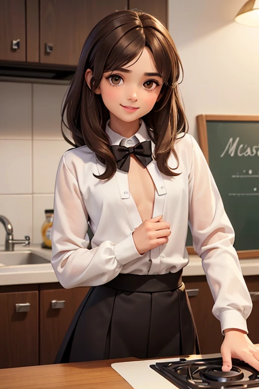 (masterpiece、top quality、top quality、official art、Nice and beautiful:1.2)、(one cute effeminate brown-eyed androgynous brown-haired femboy:1.3),(smooth chest:1.3), beautiful proportional boyish straight figure with a narrow pelvis; rounded face, short brown...