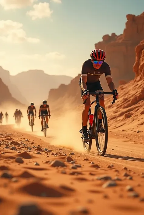 In the scorching heat of a desert marathon, cyclists from around the world compete in a grueling 200-mile race across sand dunes and rocky terrain. Each competitor must endure extreme temperatures, dehydration, and the ever-present risk of sandstorms. Midw...