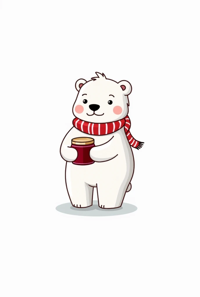 be,  I would like you to draw for me please a polar bear ,  I wanted it to be colorless inside ,  so that only the line borders the drawing .  I would like him to be standing holding a jar of jelly .  Since the design is for a brand ,  I wanted it to be th...